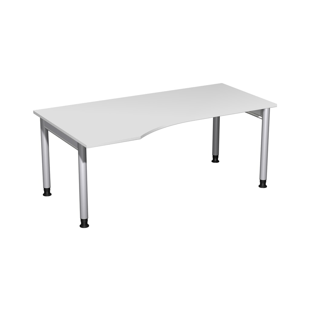 Geramöbel biurko Profi z regulacją wysokości ręcznie, stelaż z 4 nogami, blat w kształcie litery PC po lewej stronie, szer. x gł. 1800 x 1000 mm, kolor jasnoszary Zdjęcie produktu: Geramöbel biurko Profi z regulacją wysokości ręcznie, stelaż z 4 nogami, blat w kształcie litery PC po lewej stronie, szer. x gł. 1800 x 1000 mm, kolor jasnoszary
