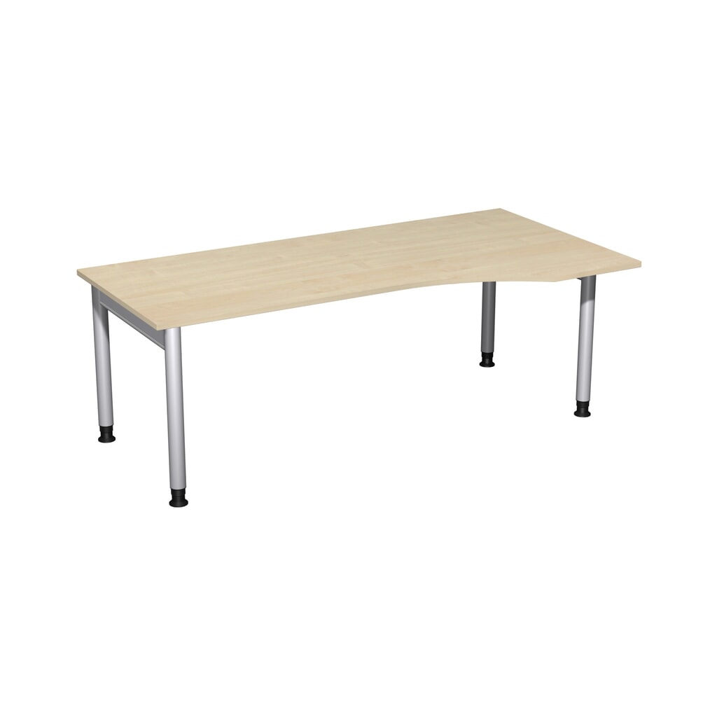 Geramöbel biurko Profi z regulacją wysokości ręcznie, stelaż z 4 nogami, blat w kształcie litery PC po prawej stronie, szer. x gł. 2000 x 1000 mm, drewno klonowe Zdjęcie produktu: Geramöbel biurko Profi z regulacją wysokości ręcznie, stelaż z 4 nogami, blat w kształcie litery PC po prawej stronie, szer. x gł. 2000 x 1000 mm, drewno klonowe