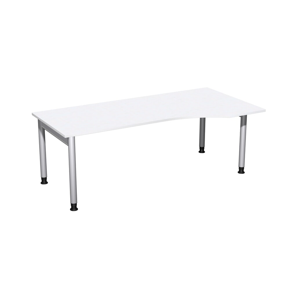 Geramöbel biurko Profi z regulacją wysokości ręcznie, stelaż z 4 nogami, blat w kształcie litery PC po prawej stronie, szer. x gł. 2000 x 1000 mm, kolor biały Zdjęcie produktu: Geramöbel biurko Profi z regulacją wysokości ręcznie, stelaż z 4 nogami, blat w kształcie litery PC po prawej stronie, szer. x gł. 2000 x 1000 mm, kolor biały