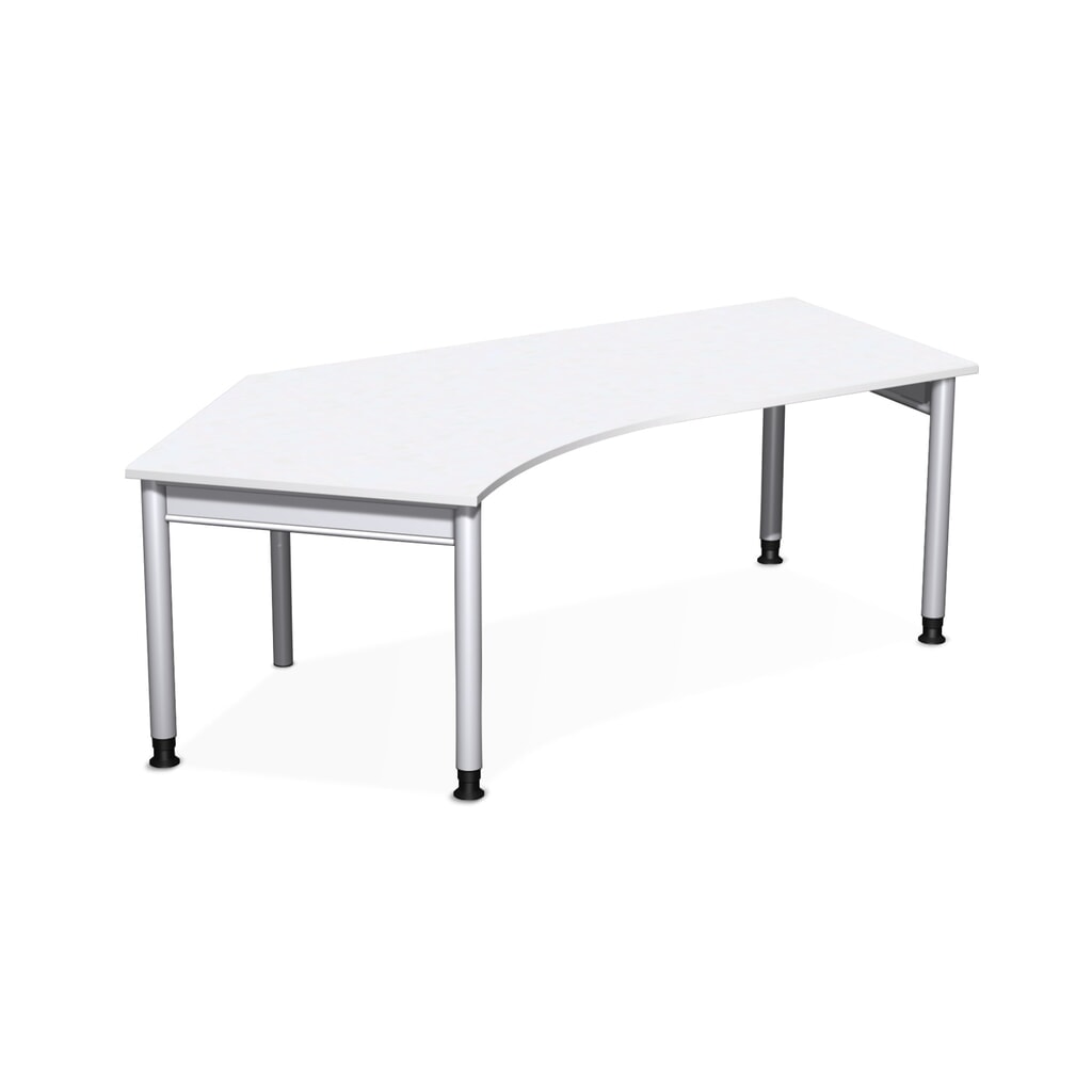 Geramöbel biurko Profi z regulacją wysokości ręcznie, wolnostojący blat 135° w lewo, rama 4-nóżkowa, szer. × gł. 2 166 × 1 130 mm, kolor biały Zdjęcie produktu: Geramöbel biurko Profi z regulacją wysokości ręcznie, wolnostojący blat 135° w lewo, rama 4-nóżkowa, szer. × gł. 2 166 × 1 130 mm, kolor biały