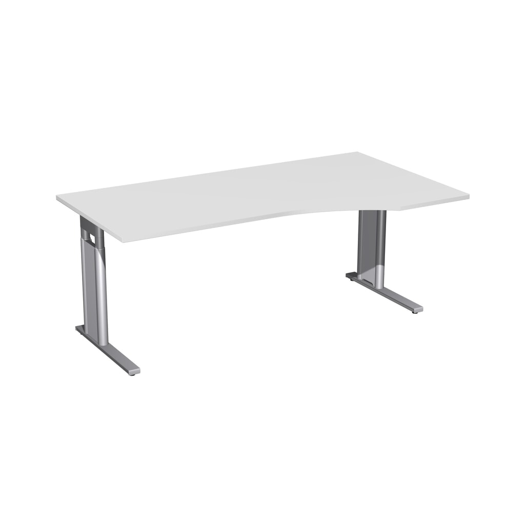 Zdjęcie produktu: Biurko Geramöbel Profi, ręcznie regulowane na wysokość, stelaż typu C, blat PC po prawej, szer. × gł. 1800 × 800/1000 mm, jasnoszary