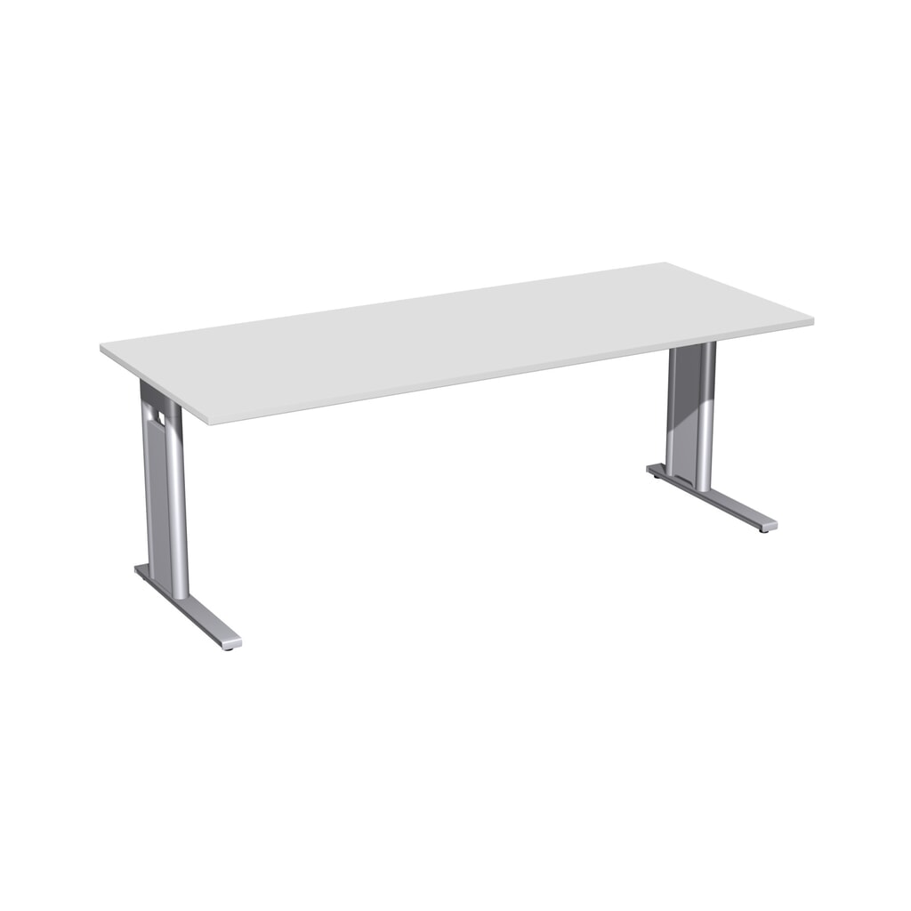 Geramöbel biurko do biura Profi, stelaż typu C, szer. x gł. 2000 x 800 mm, kolor jasnoszary Zdjęcie produktu: Geramöbel biurko do biura Profi, stelaż typu C, szer. x gł. 2000 x 800 mm, kolor jasnoszary