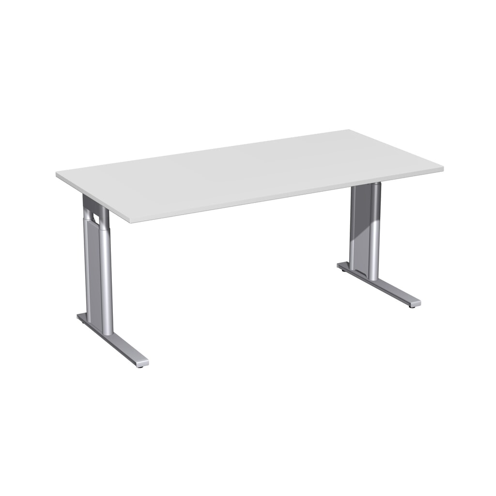 Geramöbel biurko Profi z regulacją wysokości ręcznie, stelaż typu C, szer. x gł. 1600 x 800 mm, kolor jasnoszary Zdjęcie produktu: Geramöbel biurko Profi z regulacją wysokości ręcznie, stelaż typu C, szer. x gł. 1600 x 800 mm, kolor jasnoszary