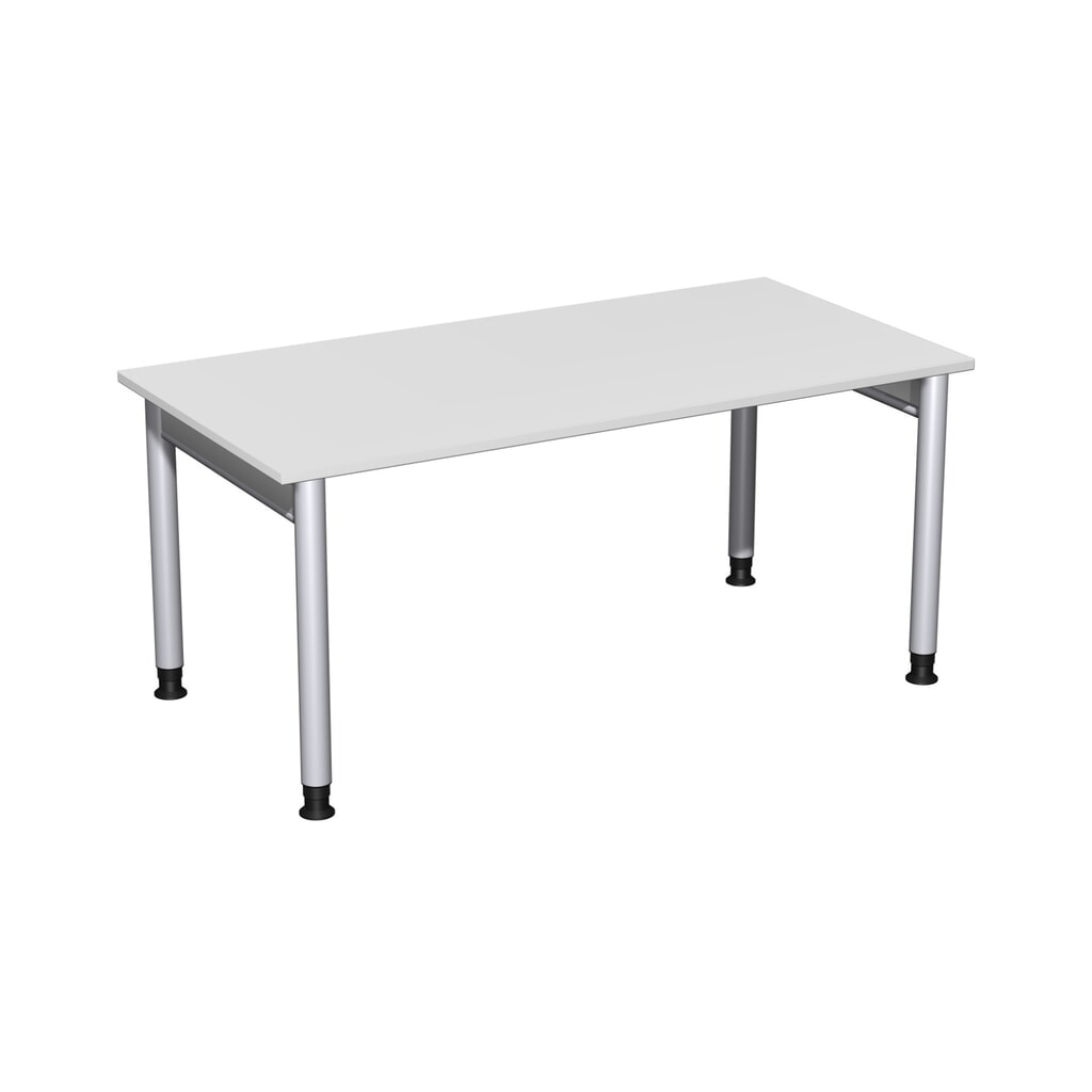 Geramöbel biurko Profi z regulacją wysokości ręcznie, rama 4-nóżkowa, szer. × gł. 1 600 × 800 mm, kolor jasnoszary Zdjęcie produktu: Geramöbel biurko Profi z regulacją wysokości ręcznie, rama 4-nóżkowa, szer. × gł. 1 600 × 800 mm, kolor jasnoszary