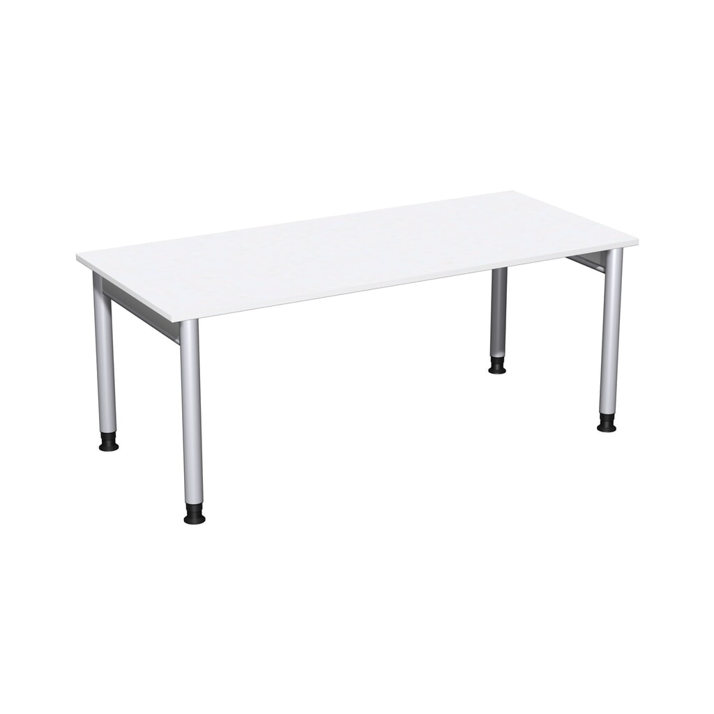 Geramöbel biurko Profi z regulacją wysokości ręcznie, rama 4-nóżkowa, szer. × gł. 1800 × 800 mm, kolor biały Zdjęcie produktu: Geramöbel biurko Profi z regulacją wysokości ręcznie, rama 4-nóżkowa, szer. × gł. 1800 × 800 mm, kolor biały
