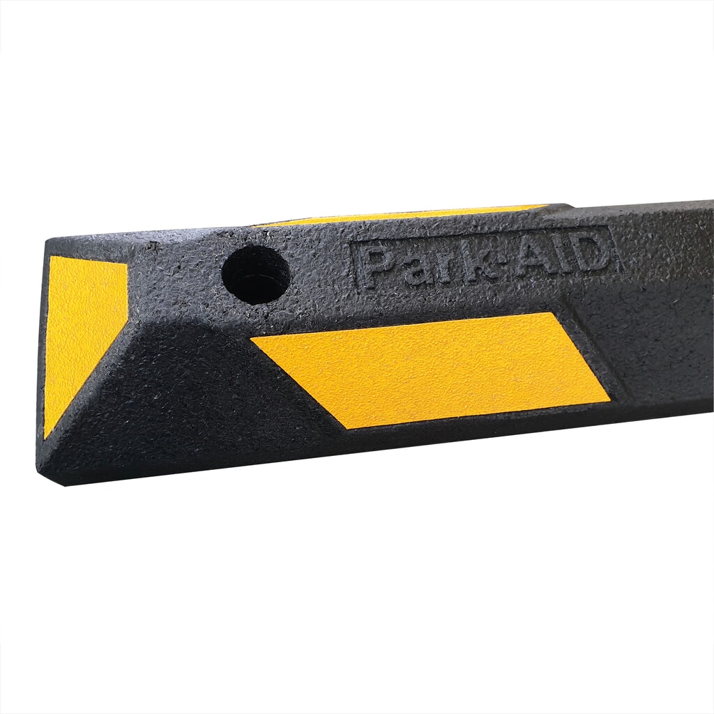 Blokada koła MORAVIA Park-AID®, czarna z żółtymi paskami odblaskowymi, szerokość 900 mm Zdjęcie produktu nr 3: Blokada koła MORAVIA Park-AID®, czarna z żółtymi paskami odblaskowymi, szerokość 900 mm