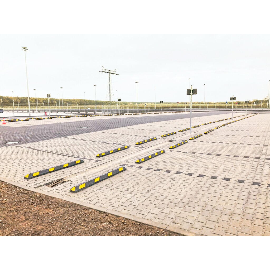 Zdjęcie produktu nr 6: Blokada koła MORAVIA Park-AID®, czarna z żółtymi paskami odblaskowymi, szerokość 900 mm