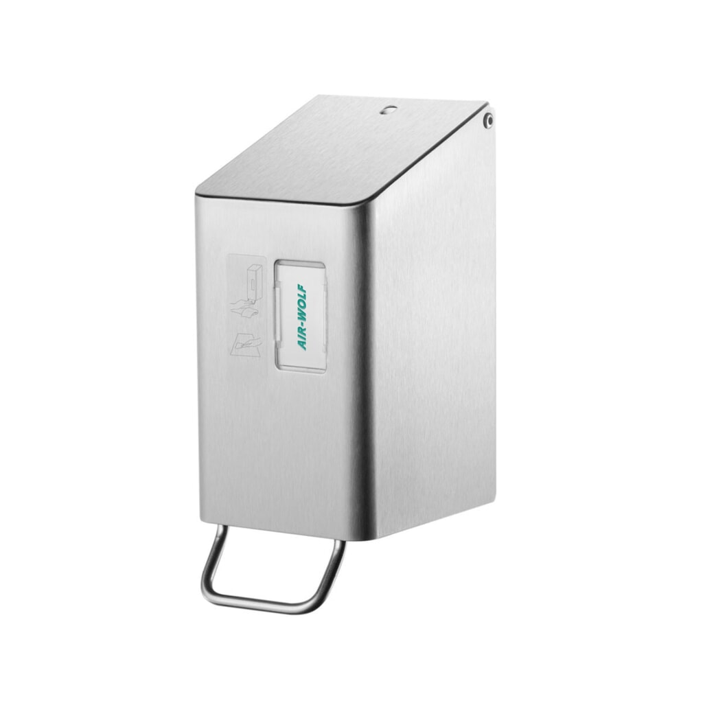 Dozownik na płyn do czyszczenia deski klozetowej Air-Wolf na 250 ml środka do dezynfekcji powierzchni, szczotkowana stal szlachetna Zdjęcie produktu: Dozownik na płyn do czyszczenia deski klozetowej Air-Wolf na 250 ml środka do dezynfekcji powierzchni, szczotkowana stal szlachetna
