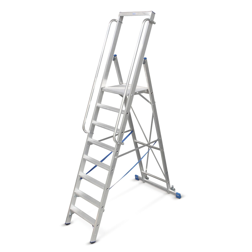 Drabina z platformą KRAUSE® z aluminium, z dużą platformą, 6 stopni Zdjęcie produktu: Drabina z platformą KRAUSE® z aluminium, z dużą platformą, 6 stopni