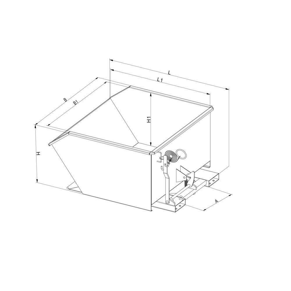 Zdjęcie produktu nr 6: kontener przechylający z automatycznym rozwijaniem, niska wysokość zabudowy, pojemność 0,5 m³, goryczka
