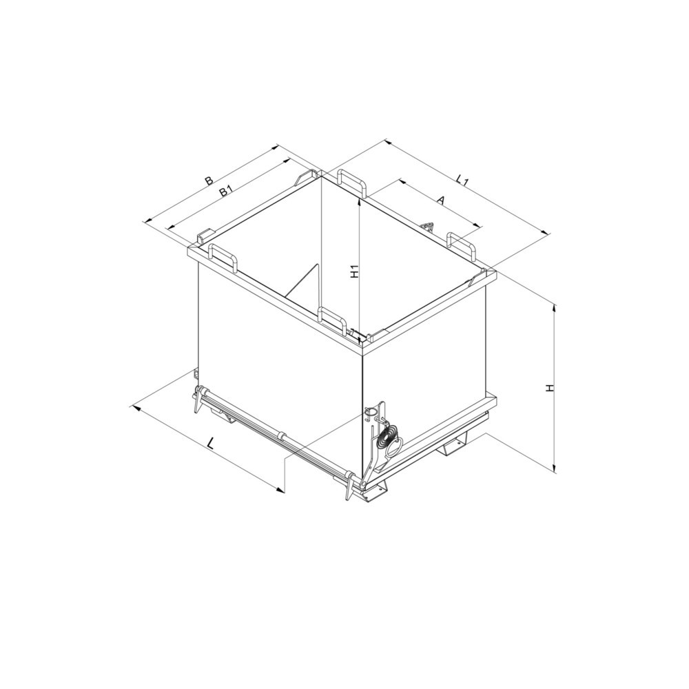 Zdjęcie produktu nr 6: kontener składany dolny z przewodem wyciągowym, pojemność 0,75 m³, antracytowy szary