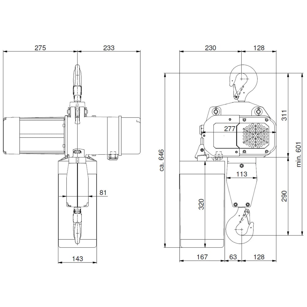 Zdjęcie produktu nr 6: Elektryczna wciągarka łańcuchowa LIFTKET S-Line z zawieszeniem hakowym, udźwig 1000 kg, 4/1 m/min