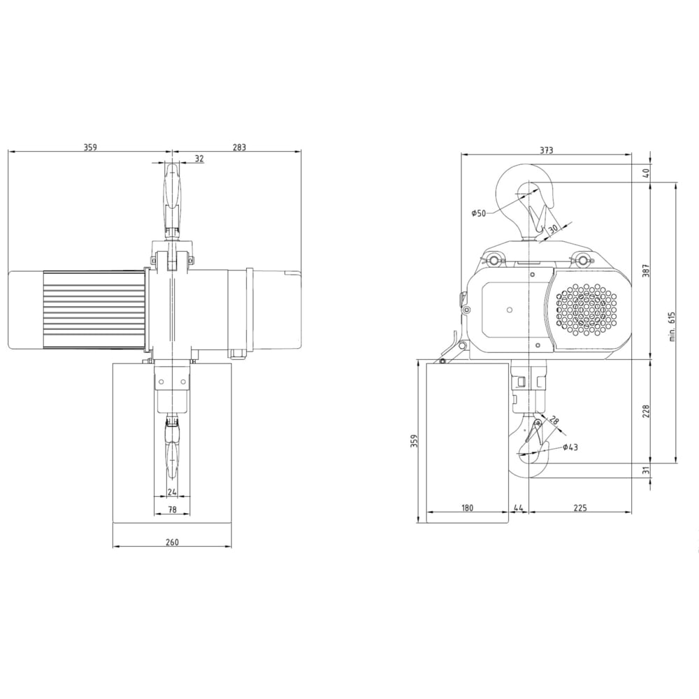 Zdjęcie produktu nr 6: Elektryczna wciągarka łańcuchowa LIFTKET S-Line z zawieszeniem hakowym, udźwig 1600 kg, 8/2 m/min