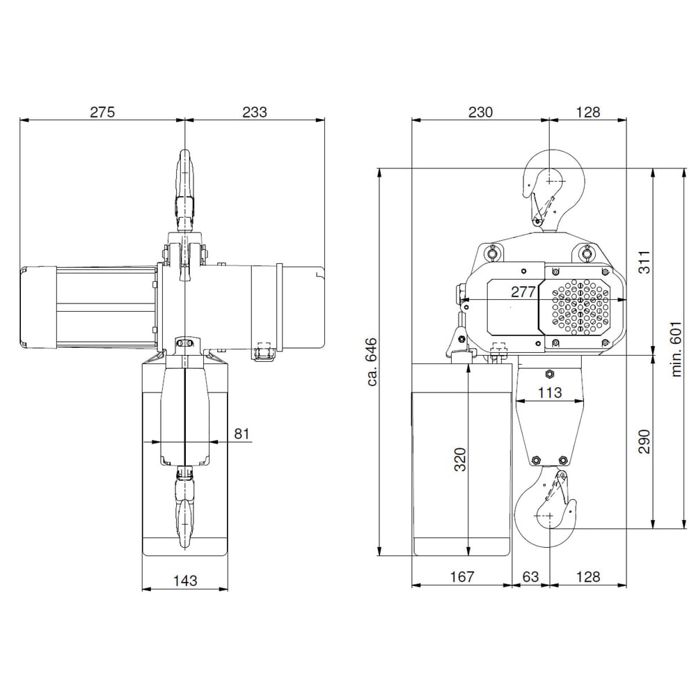 Zdjęcie produktu nr 6: Elektryczna wciągarka łańcuchowa LIFTKET S-Line z zawieszeniem hakowym, udźwig 2000 kg, 3/0,75 m/min