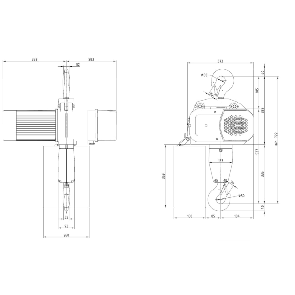 Zdjęcie produktu nr 6: Elektryczna wciągarka łańcuchowa LIFTKET S-Line z zawieszeniem hakowym, udźwig 3200 kg, 4/1 m/min