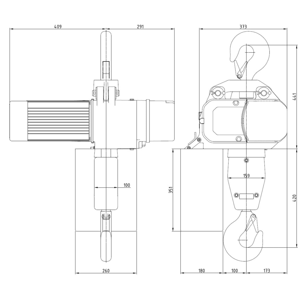 Zdjęcie produktu nr 6: Elektryczna wciągarka łańcuchowa LIFTKET S-Line z zawieszeniem hakowym, udźwig 5000 kg, 5/1,25 m/min