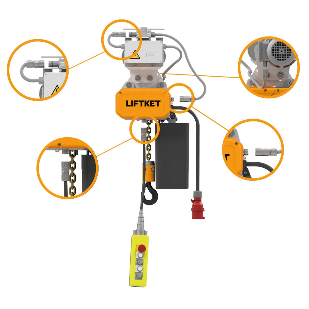 Elektryczna wciągarka łańcuchowa LIFTKET S-Line z wózkiem jezdnym, udźwig 125 kg, 8/2 m/min Zdjęcie produktu nr 3: Elektryczna wciągarka łańcuchowa LIFTKET S-Line z wózkiem jezdnym, udźwig 125 kg, 8/2 m/min