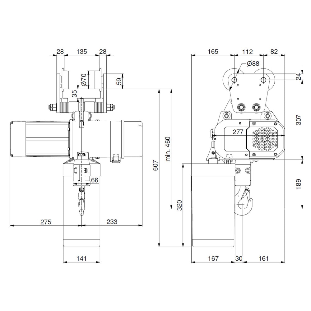 Zdjęcie produktu nr 7: Elektryczna wciągarka łańcuchowa LIFTKET S-Line z wózkiem jezdnym, udźwig 500 kg, 8/2 m/min