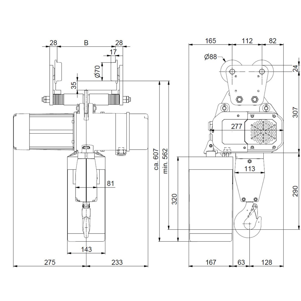 Zdjęcie produktu nr 7: Elektryczna wciągarka łańcuchowa LIFTKET S-Line z wózkiem jezdnym, udźwig 1000 kg, 4/1 m/min