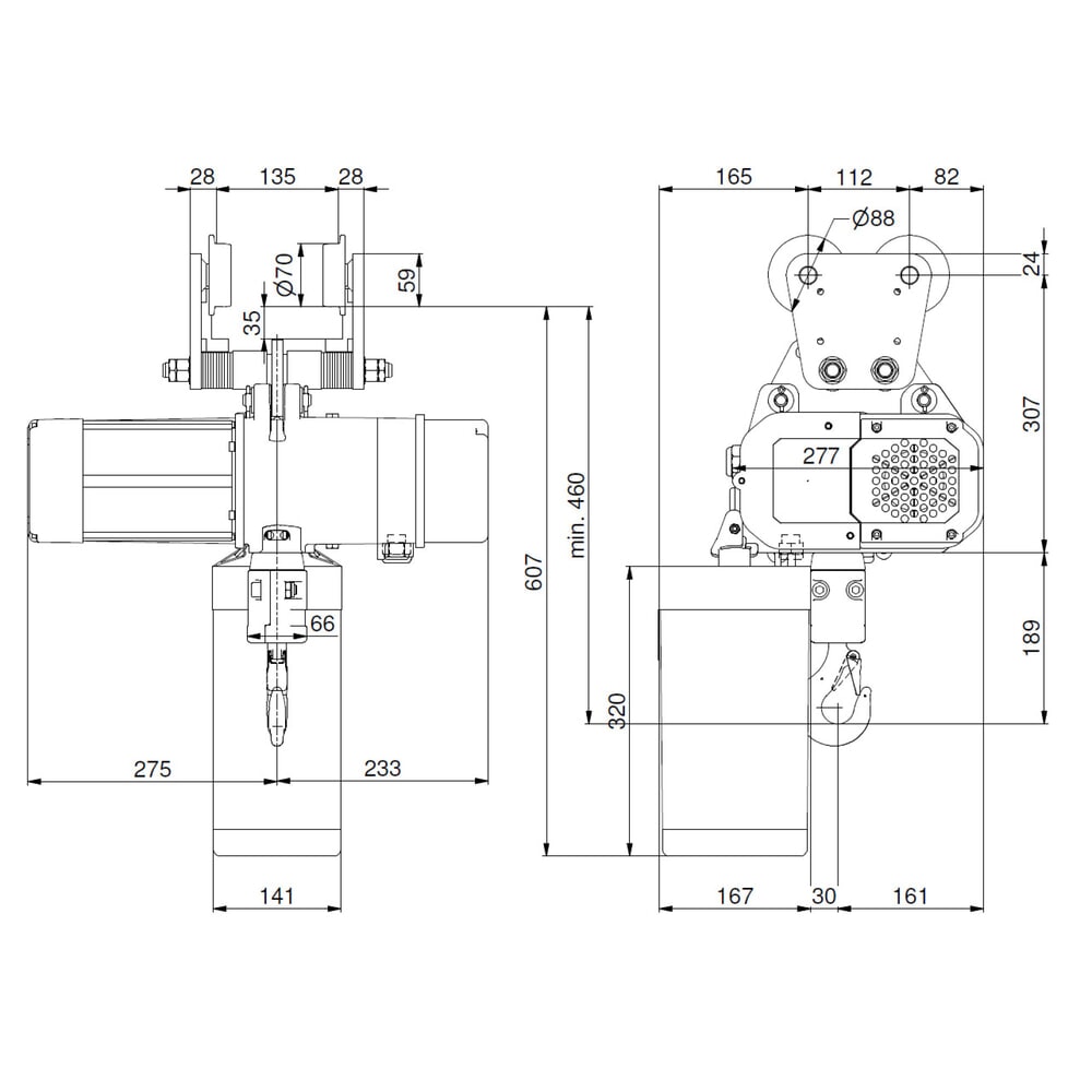Zdjęcie produktu nr 7: Elektryczna wciągarka łańcuchowa LIFTKET S-Line z wózkiem jezdnym, udźwig 1000 kg, 6/1,5 m/min