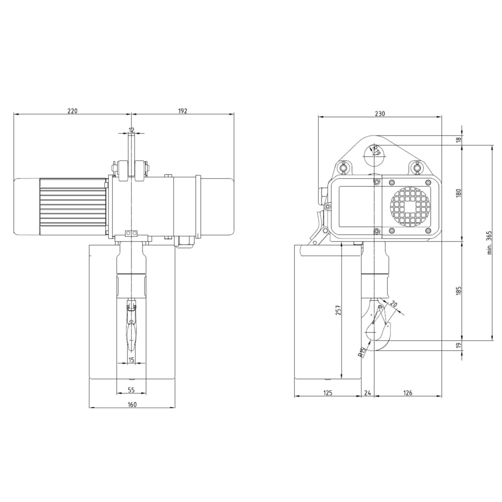Zdjęcie produktu nr 6: Elektryczna wciągarka łańcuchowa LIFTKET S-Line z zawieszeniem jednootworowym, udźwig 125 kg, 8/2 m/min