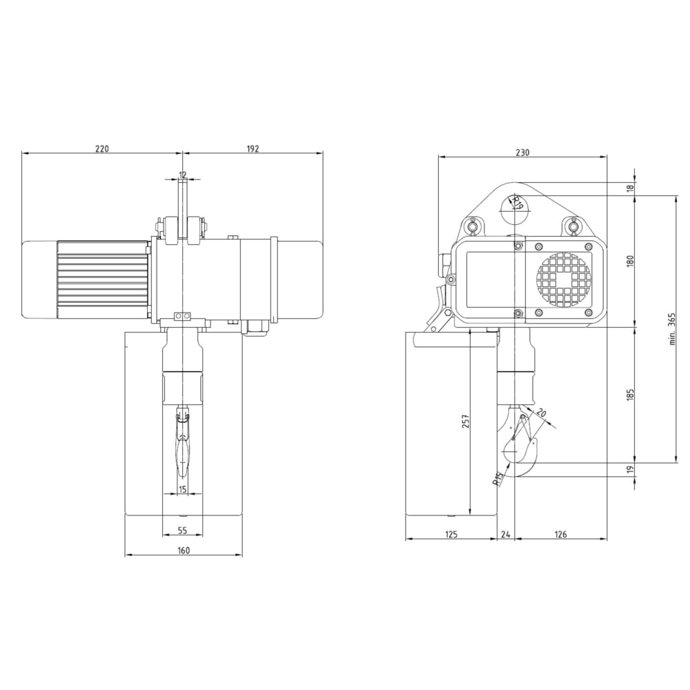 Zdjęcie produktu nr 6: Elektryczna wciągarka łańcuchowa LIFTKET S-Line z zawieszeniem jednootworowym, udźwig 250 kg, 8/2 m/min