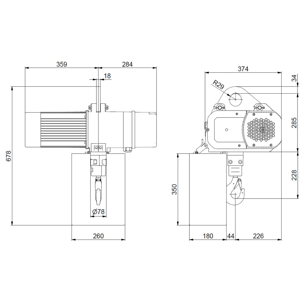 Zdjęcie produktu nr 6: Elektryczna wciągarka łańcuchowa LIFTKET S-Line z zawieszeniem jednootworowym, udźwig 1600 kg, 8/2 m/min