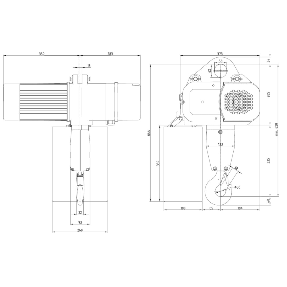 Zdjęcie produktu nr 6: Elektryczna wciągarka łańcuchowa LIFTKET S-Line z zawieszeniem jednootworowym, udźwig 3200 kg, 4/1 m/min