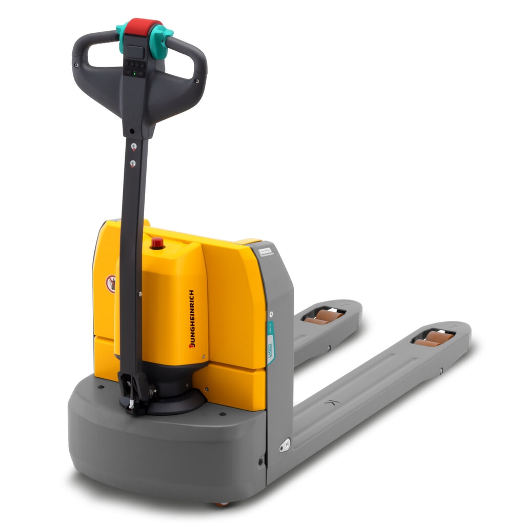 Zdjęcie produktu: Elektryczny wózek paletowy Jungheinrich AME 15, udźwig 1500 kg, długość wideł 1150 mm, specjalna szerokość wideł 670 mm, rolki podwójne