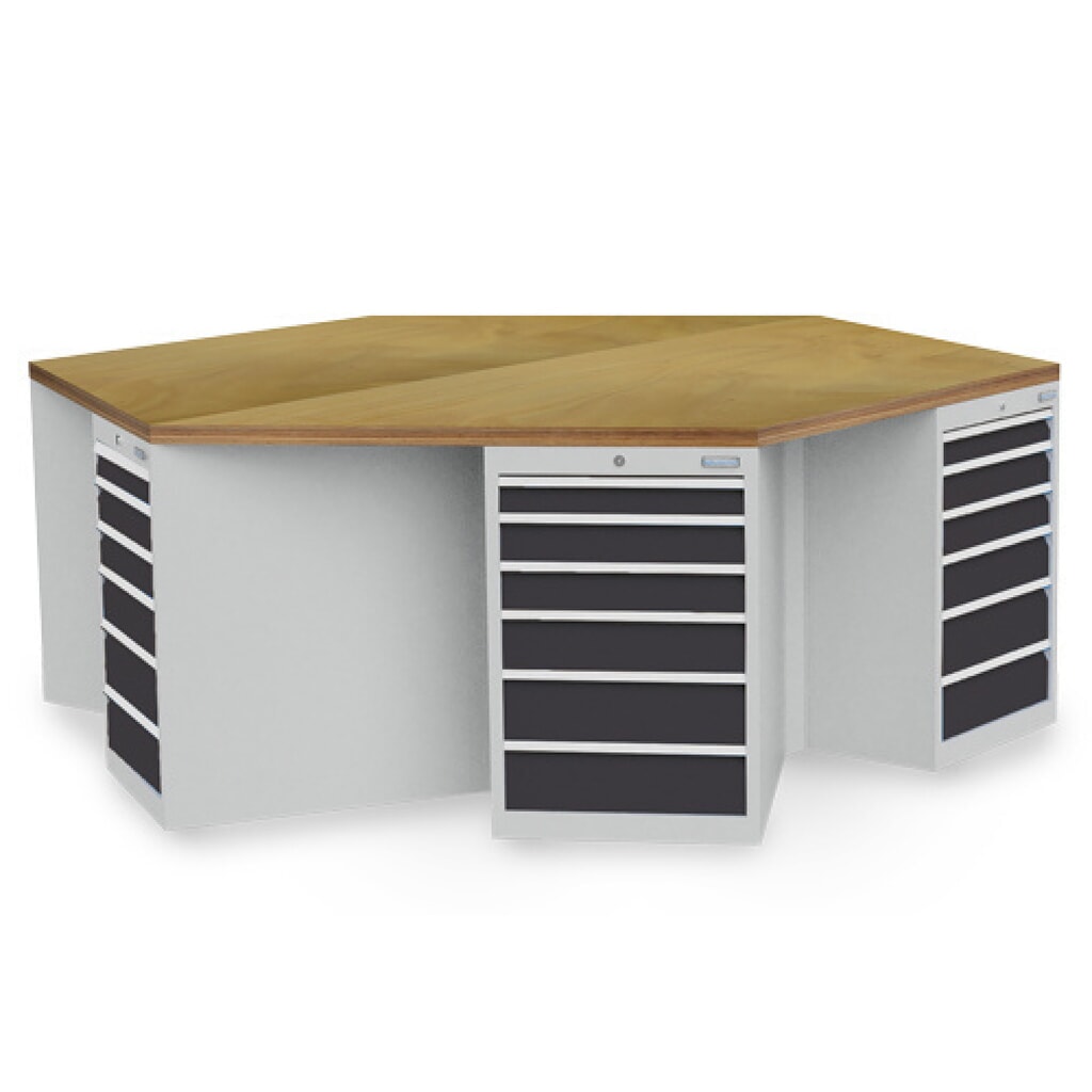 Zdjęcie produktu: Grupowa ława warsztatowa Bedrunka+Hirth R 18-24, z 36 szufladami, wys. x szer. x gł. 859 x 2500 x 2165 mm, kolor jasnoszary, kolor antracytowoszary