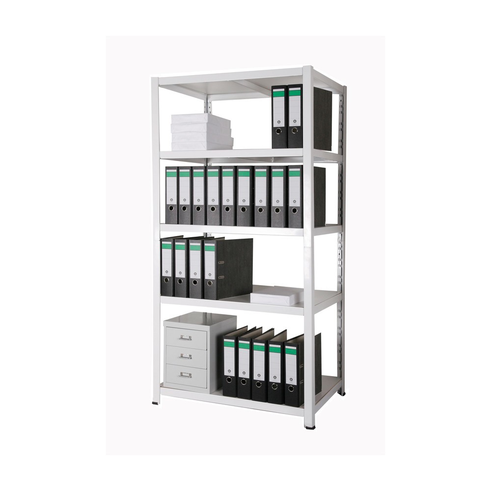 Zdjęcie produktu nr 1: Regał na segregatory HEMMDAL, system wtykowy, wys.× szer.× gł. 1800 × 900 × 600 mm, 5 półek HDF, obciążenie półki 150 kg, maks. 110 segregatorów, kolor biały
