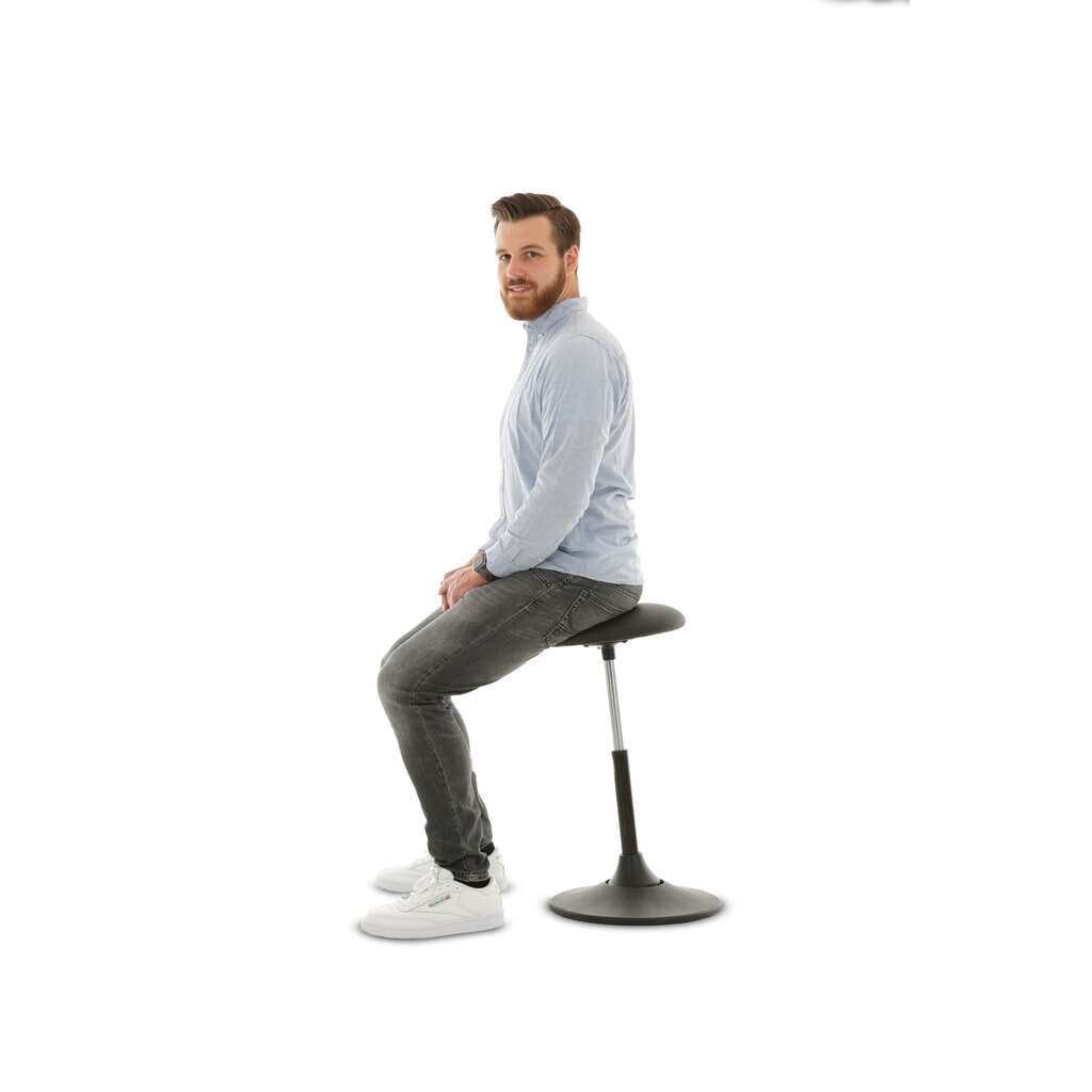 Taboret HEMMDAL, obrotowe siedzisko ze skóry syntetycznej, wysokość siedziska 510–700 mm, podstawa talerzowa Zdjęcie produktu nr 3: Taboret HEMMDAL, obrotowe siedzisko ze skóry syntetycznej, wysokość siedziska 510–700 mm, podstawa talerzowa