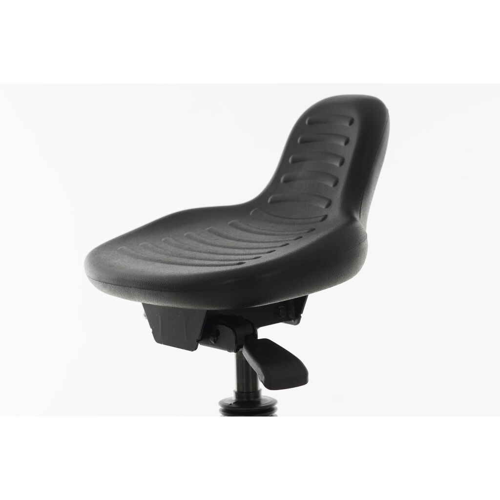 Podpora do stania HEMMDAL, siedzisko z PU z oparciem + uchwyt transportowy, wysokość siedziska 580–840 mm, ślizgacz podłogowy Zdjęcie produktu nr 2: Podpora do stania HEMMDAL, siedzisko z PU z oparciem + uchwyt transportowy, wysokość siedziska 580–840 mm, ślizgacz podłogowy
