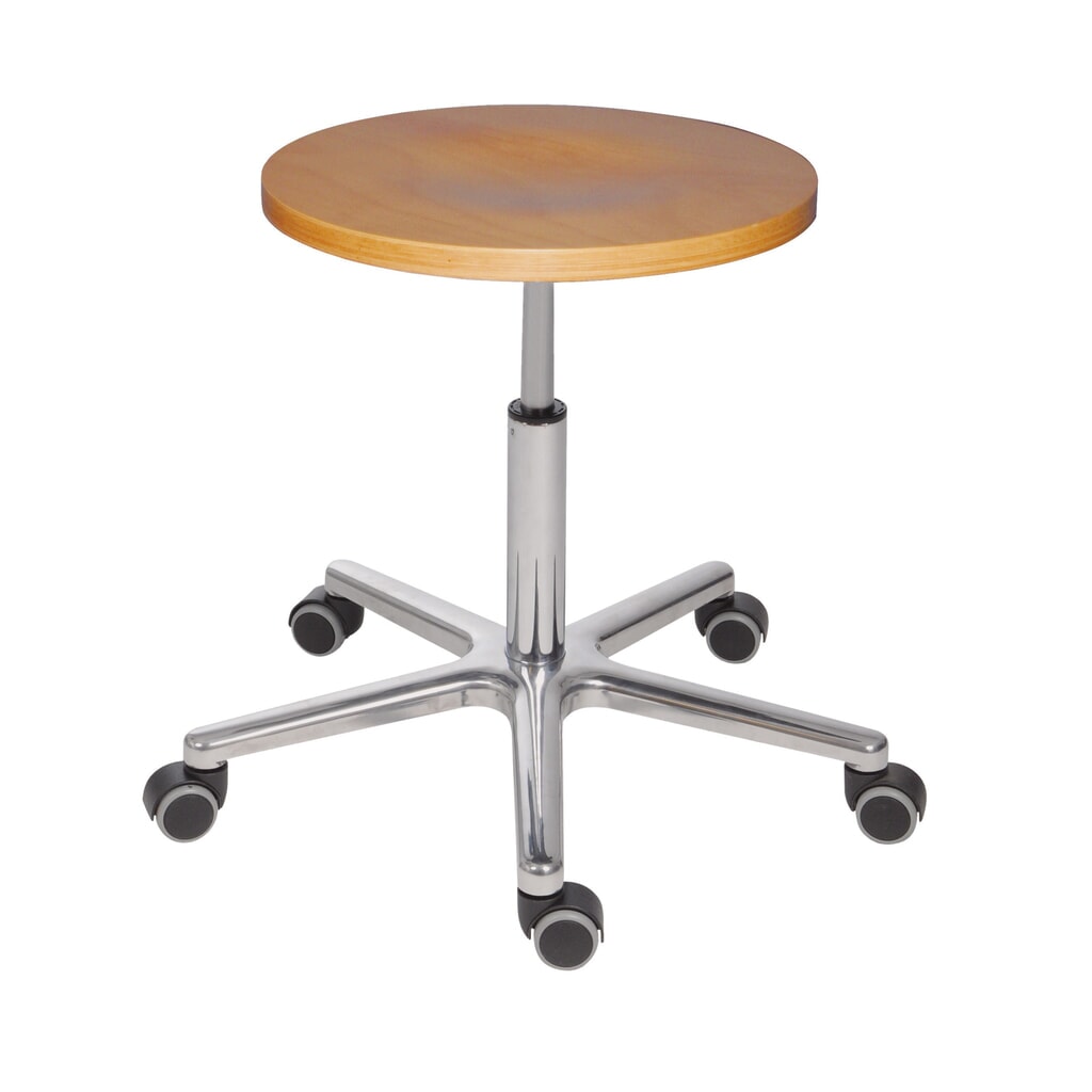 Zdjęcie produktu: Taboret obrotowy HEMMDAL XXL, siedzisko z buku, wysokość siedziska 470–650 mm, kółka