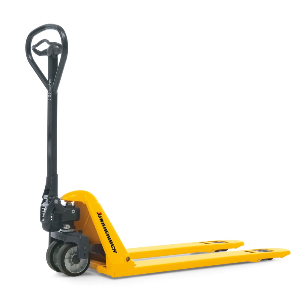 Niskoprofilowy ręczny wózek paletowy Jungheinrich AM 15l, udźwig 1500 kg, długość wideł 1150 mm, pełna guma/nylon, rolki tandemowe Zdjęcie produktu: Niskoprofilowy ręczny wózek paletowy Jungheinrich AM 15l, udźwig 1500 kg, długość wideł 1150 mm, pełna guma/nylon, rolki tandemowe