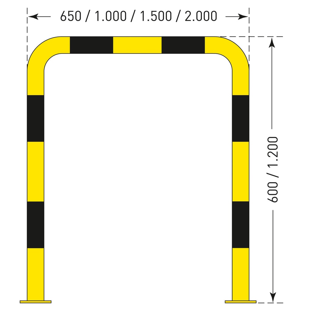 Zdjęcie produktu nr 2: Kabłąk przeciwuderzeniowy do zastosowań w pomieszczeniach, Ø 108 mm, wys. x szer. 600 x 2000 mm
