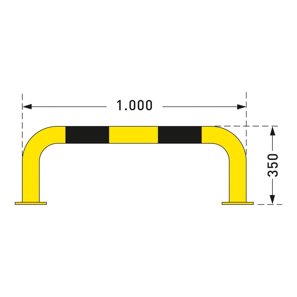 Kabłąk przeciwuderzeniowy do zastosowań w pomieszczeniach, Ø 76 mm, wys. x szer. 350 x 1000 mm Zdjęcie produktu nr 2: Kabłąk przeciwuderzeniowy do zastosowań w pomieszczeniach, Ø 76 mm, wys. x szer. 350 x 1000 mm
