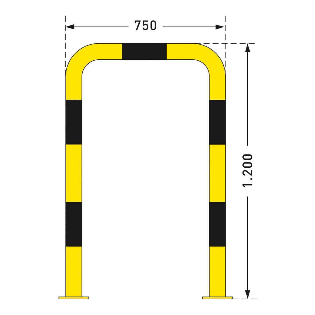 Zdjęcie produktu nr 3: Kabłąk przeciwuderzeniowy do zastosowań w pomieszczeniach, Ø 76 mm, wys. x szer. 1200 x 750 mm