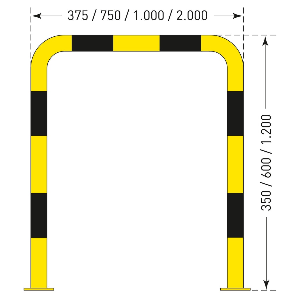 Zdjęcie produktu nr 3: Kabłąk przeciwuderzeniowy do zastosowań w pomieszczeniach, Ø 76 mm, wys. x szer. 1200 x 2000 mm