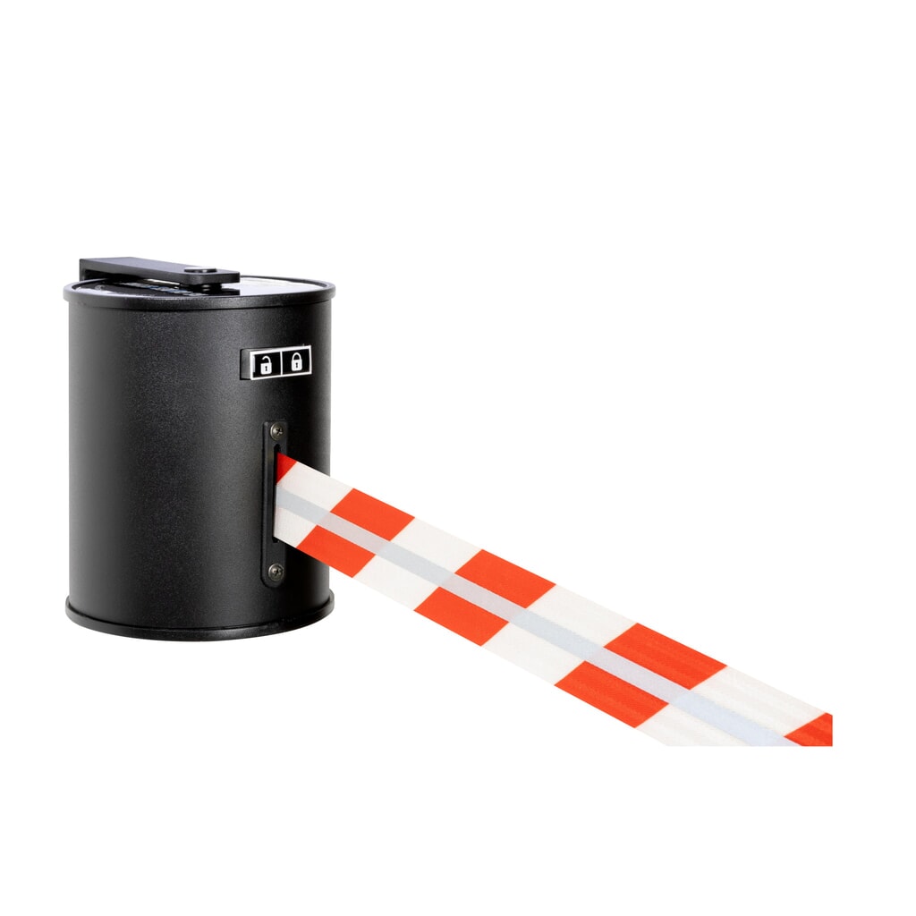 Kaseta taśmy RS-GUIDESYSTEMS® GLW 1800 REFLECTO, montaż ścienny, długość 18 m, szerokość 50 mm, obudowa czarna, taśma czerwono-biała Zdjęcie produktu nr 1: Kaseta taśmy RS-GUIDESYSTEMS® GLW 1800 REFLECTO, montaż ścienny, długość 18 m, szerokość 50 mm, obudowa czarna, taśma czerwono-biała