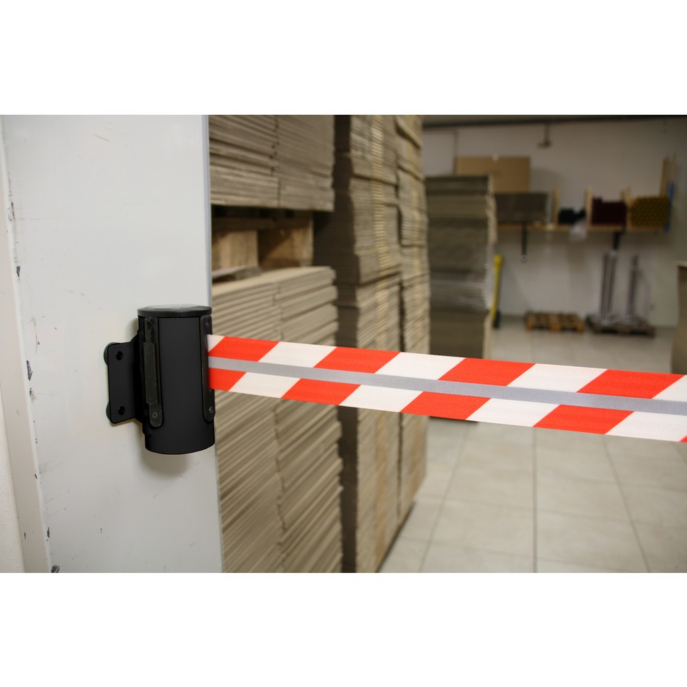 Zdjęcie produktu nr 3: Kaseta taśmy RS-GUIDESYSTEMS® GLW 25-J REFLECTO, montaż ścienny, długość 4 m, szerokość 50 mm, obudowa czarna, taśma czerwono-biała