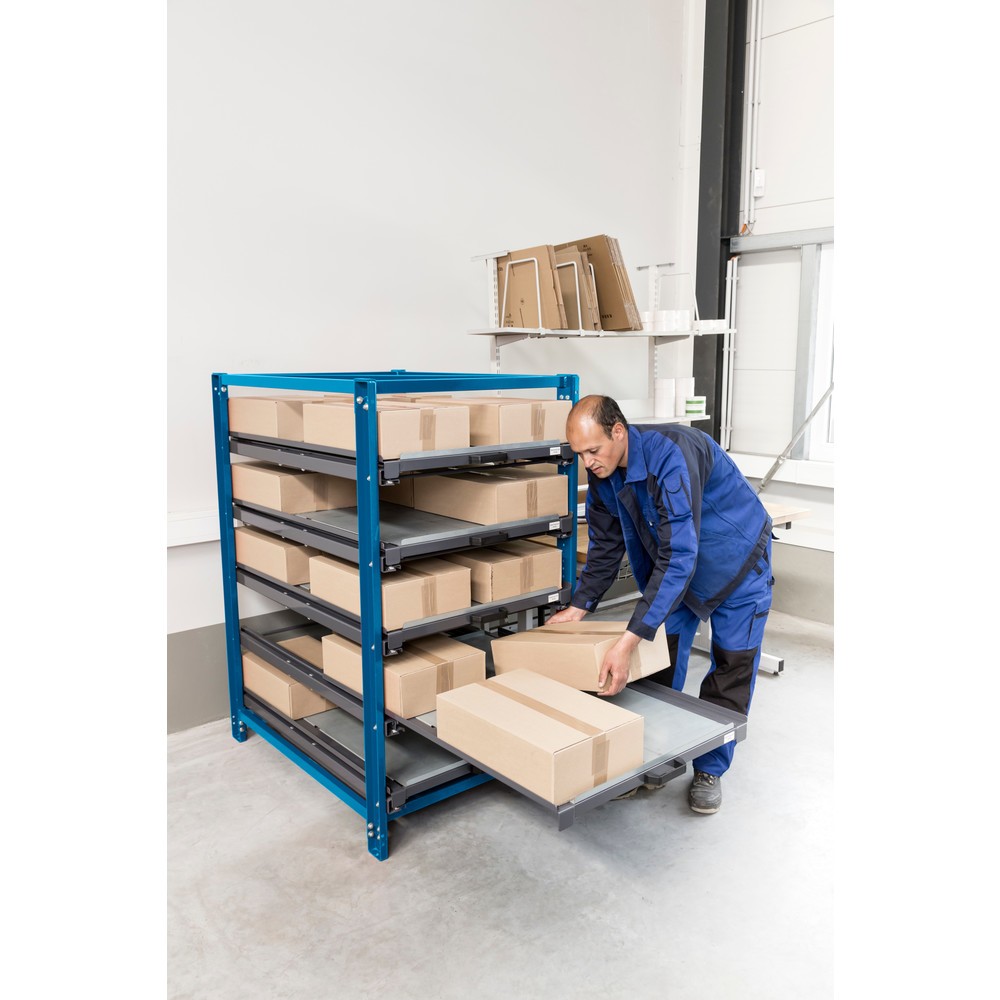 Zdjęcie produktu nr 2: Kompaktowy regał wysuwny z 4 szufladami (półkami), obciążenie półki 150 kg, wysokość 1700 mm