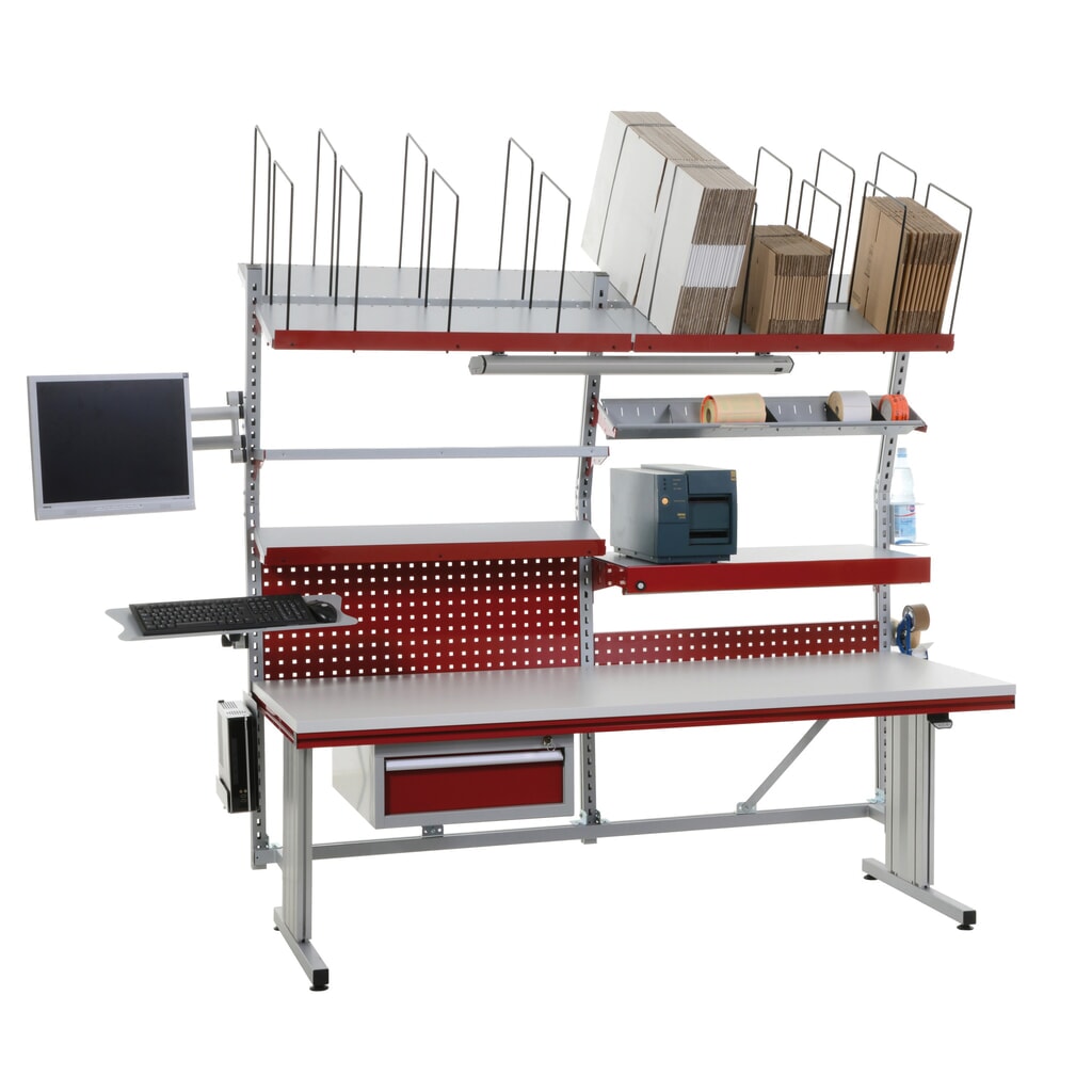 Rocholz stół do pakowania FLEX Premium z elektryczną regulacją wysokości, w pełni wyposażony, wys. x szer. x gł. 720–1120 x 2000 x 800 mm Zdjęcie produktu nr 11: Rocholz stół do pakowania FLEX Premium z elektryczną regulacją wysokości, w pełni wyposażony, wys. x szer. x gł. 720–1120 x 2000 x 800 mm