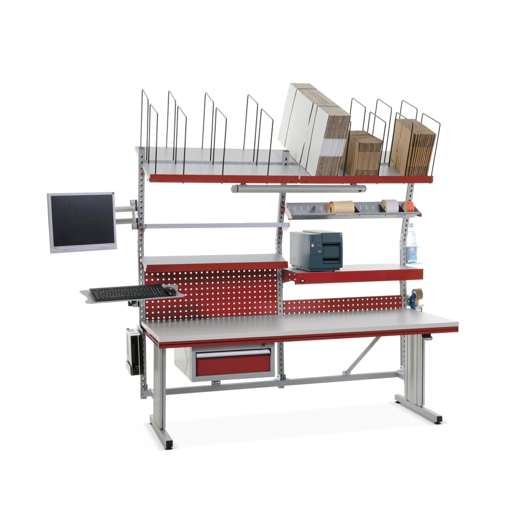 Rocholz stół do pakowania FLEX Premium z elektryczną regulacją wysokości, w pełni wyposażony, wys. x szer. x gł. 720–1120 x 2000 x 800 mm Zdjęcie produktu: Rocholz stół do pakowania FLEX Premium z elektryczną regulacją wysokości, w pełni wyposażony, wys. x szer. x gł. 720–1120 x 2000 x 800 mm