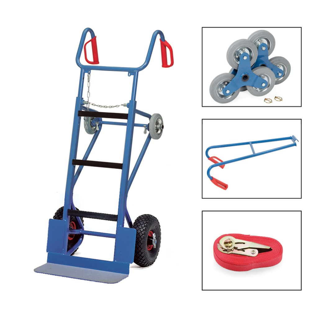 Zdjęcie produktu: Kompletny zestaw fetra® Wózek na sprzęt, udźwig 400 kg, szufla szer. x gł. 550 x 190 mm