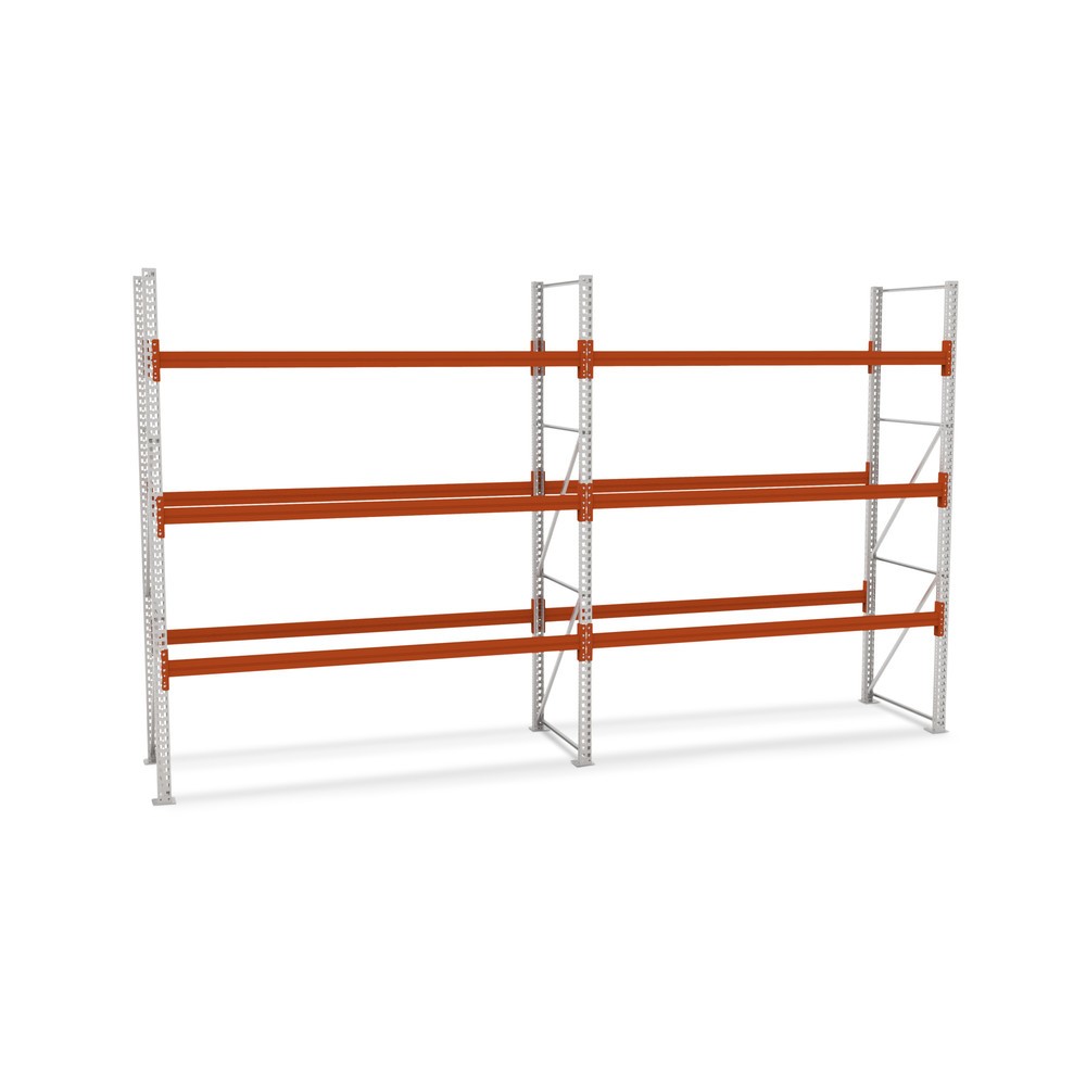 Obraz produktu: Kompletny zestaw: regał paletowy META MULTIPAL, obciążenie półki 4160 kg, wys. x szer. x gł. 3800 x 5700 x 1100 mm