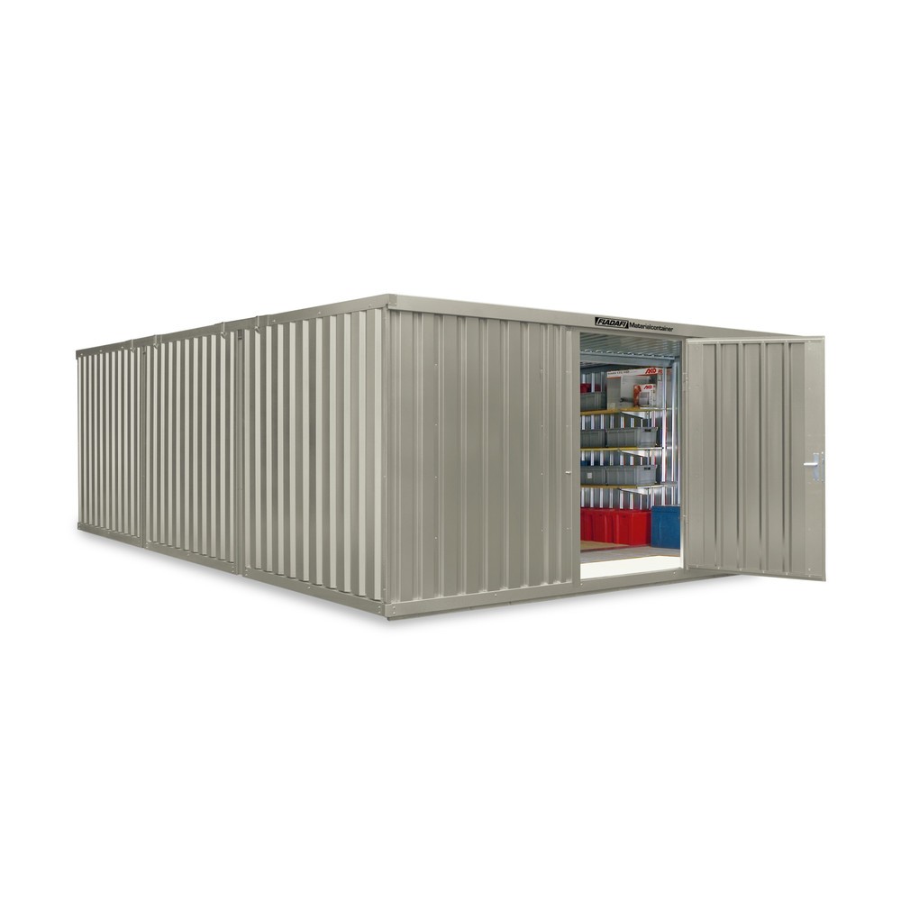 Zdjęcie produktu nr 1: Kontener na materiały łączony, 3 moduły, wys. × szer. × gł. 2150 × 5080 × 6520 mm, wstępnie zmontowany, podłoga drewniana, lakierowany, biało-szary