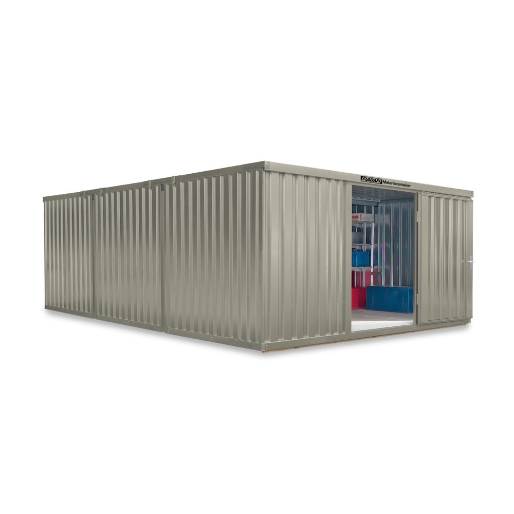 Zdjęcie produktu nr 1: Kontener na materiały łączony, 3 moduły, wys. × szer. × gł. 2150 × 4050 × 6520 mm, wstępnie zmontowany, podłoga drewniana, lakierowany, biało-szary