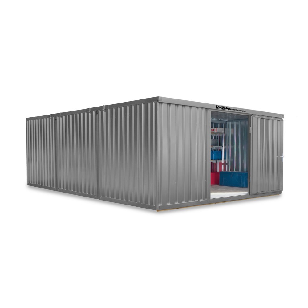 Zdjęcie produktu nr 1: Kontener na materiały łączony, 3 moduły, wys. × szer. × gł. 2150 × 4050 × 6520 mm, wstępnie zmontowany, podłoga drewniana, lakierowany, jasnoszary