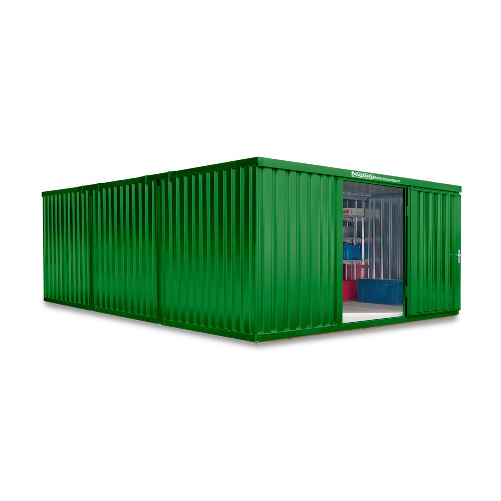 Zdjęcie produktu nr 1: Kontener na materiały łączony, 3 moduły, wys. × szer. × gł. 2150 × 4050 × 6520 mm, wstępnie zmontowany, podłoga drewniana, lakierowany, zielony trawiasty